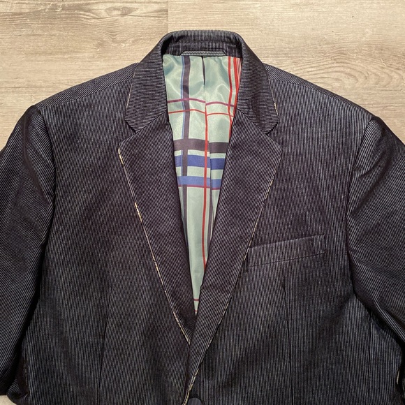 Robert Graham Mens Sport Coat 42L Blue Cotton Corduroy 2 Button Blazer Jacket - Picture 3 of 7